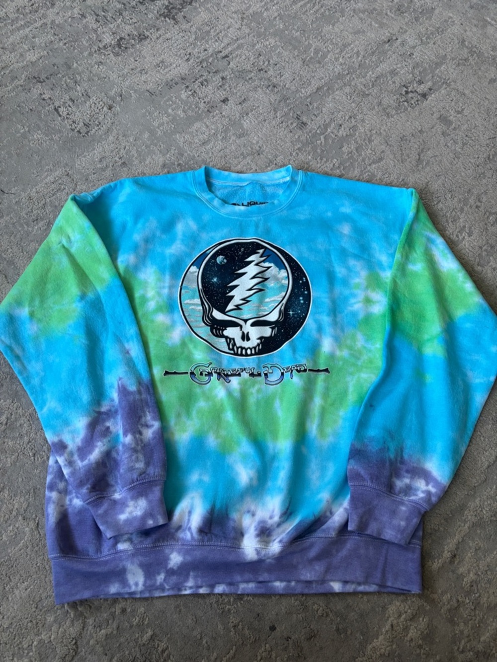 Liquid Blue Blue Green Purple Tie-Dye Grateful Dead Crewneck